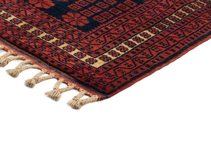 Detail image of 2' 7 x 4' 6 Hand Knotted Afghan Akhche Oriental Wool Rug