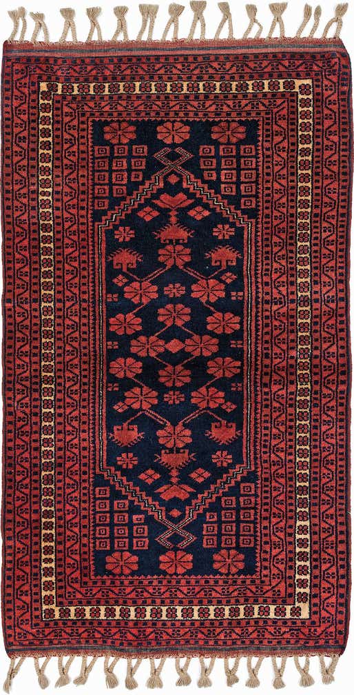 2' 7 x 4' 6 Hand Knotted Afghan Akhche Oriental Wool Rug
