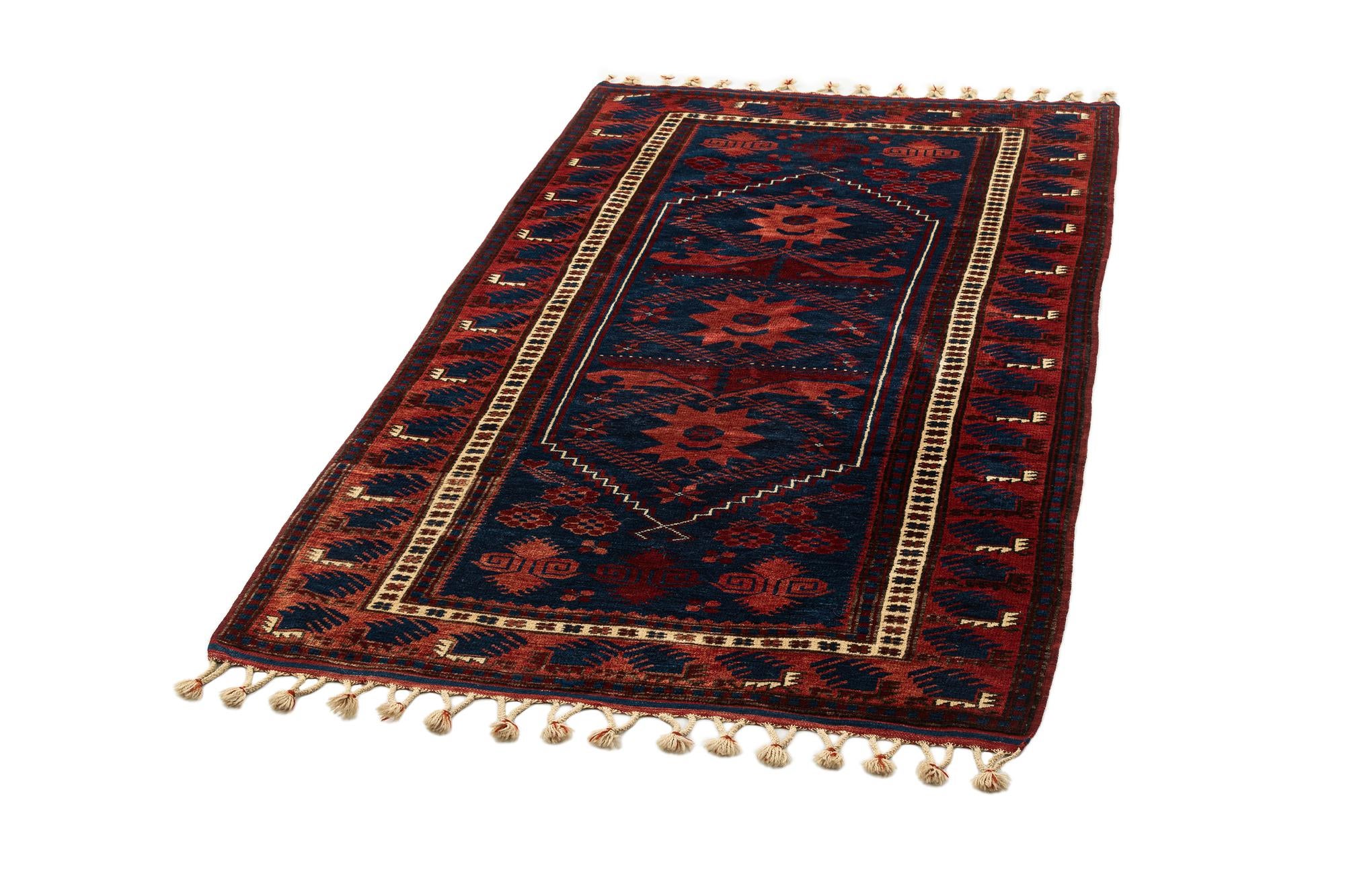 3' 6 x 6' 3 Hand Knotted Afghan Akhche Oriental Wool Rug