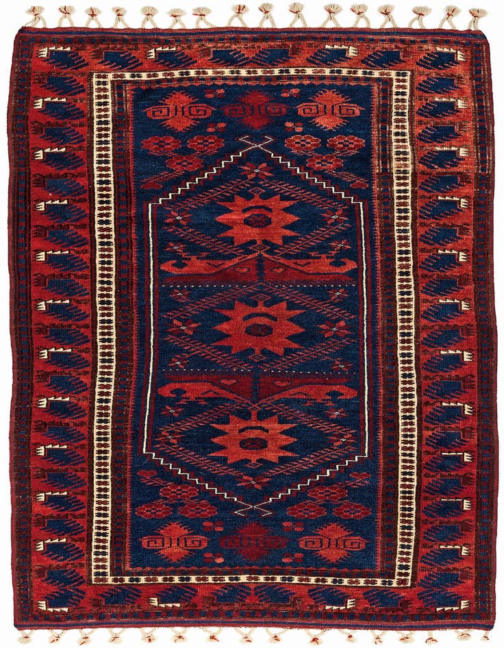 Detail image of 3' 6 x 6' 3 Hand Knotted Afghan Akhche Oriental Wool Rug