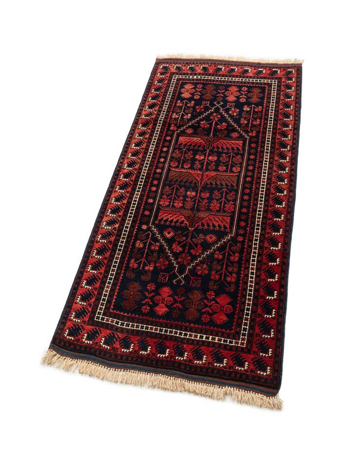 Detail image of 4' x 6' 9 Hand Knotted Afghan Akhche Oriental Wool Rug