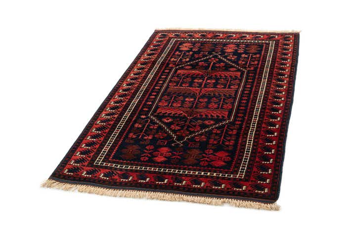 4' x 6' 9 Hand Knotted Afghan Akhche Oriental Wool Rug