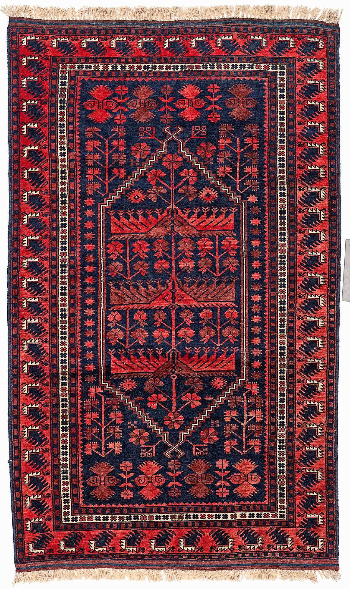 4' x 6' 9 Hand Knotted Afghan Akhche Oriental Wool Rug
