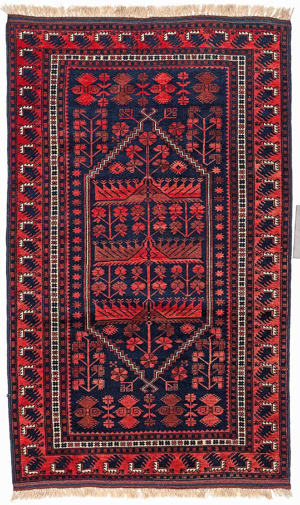 4' x 6' 9 Hand Knotted Afghan Akhche Oriental Wool Rug