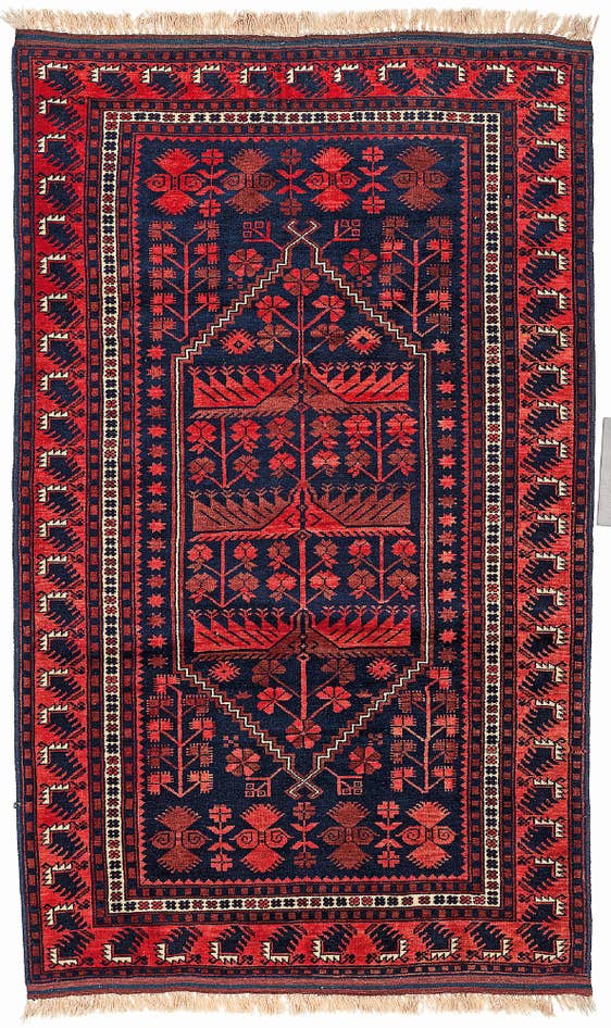 Detail image of 4' x 6' 9 Hand Knotted Afghan Akhche Oriental Wool Rug