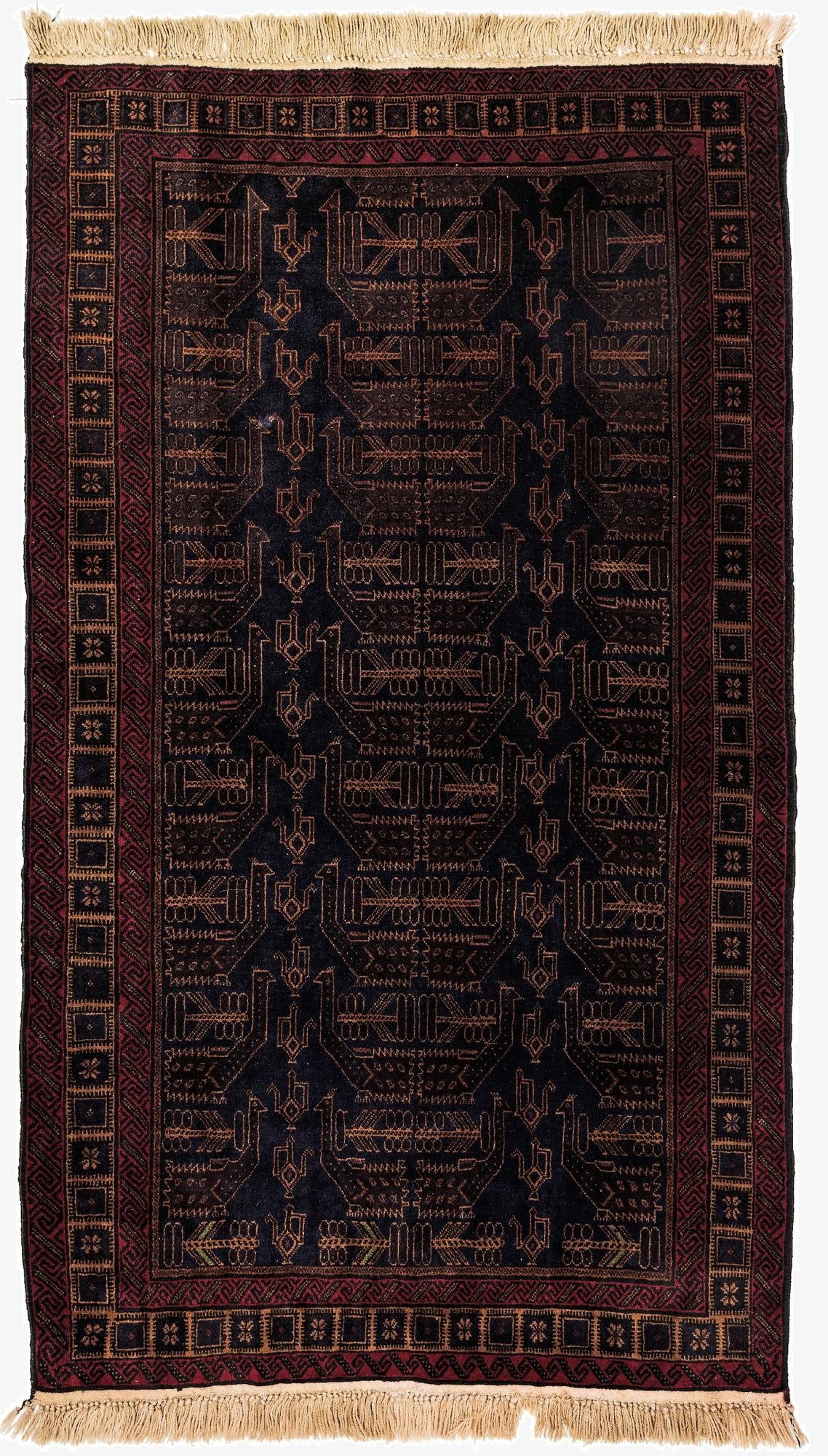 3' 10 x 6' 2  Hand Knotted Afghan Akhche Oriental Wool Rug