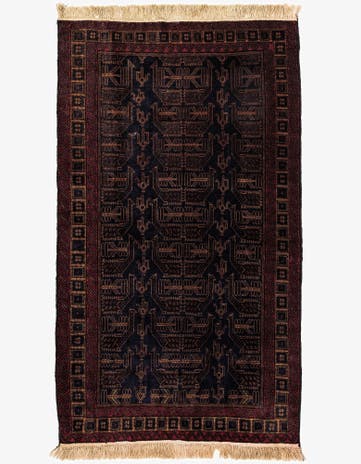 3' 10 x 6' 2 Hand Knotted Afghan Akhche Oriental Wool Rug