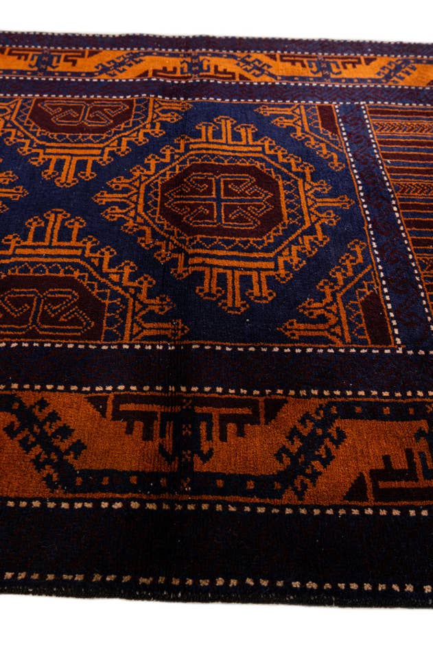 Detail image of 3' x 4' 9 Hand Knotted Afghan Ersari Wool Rug