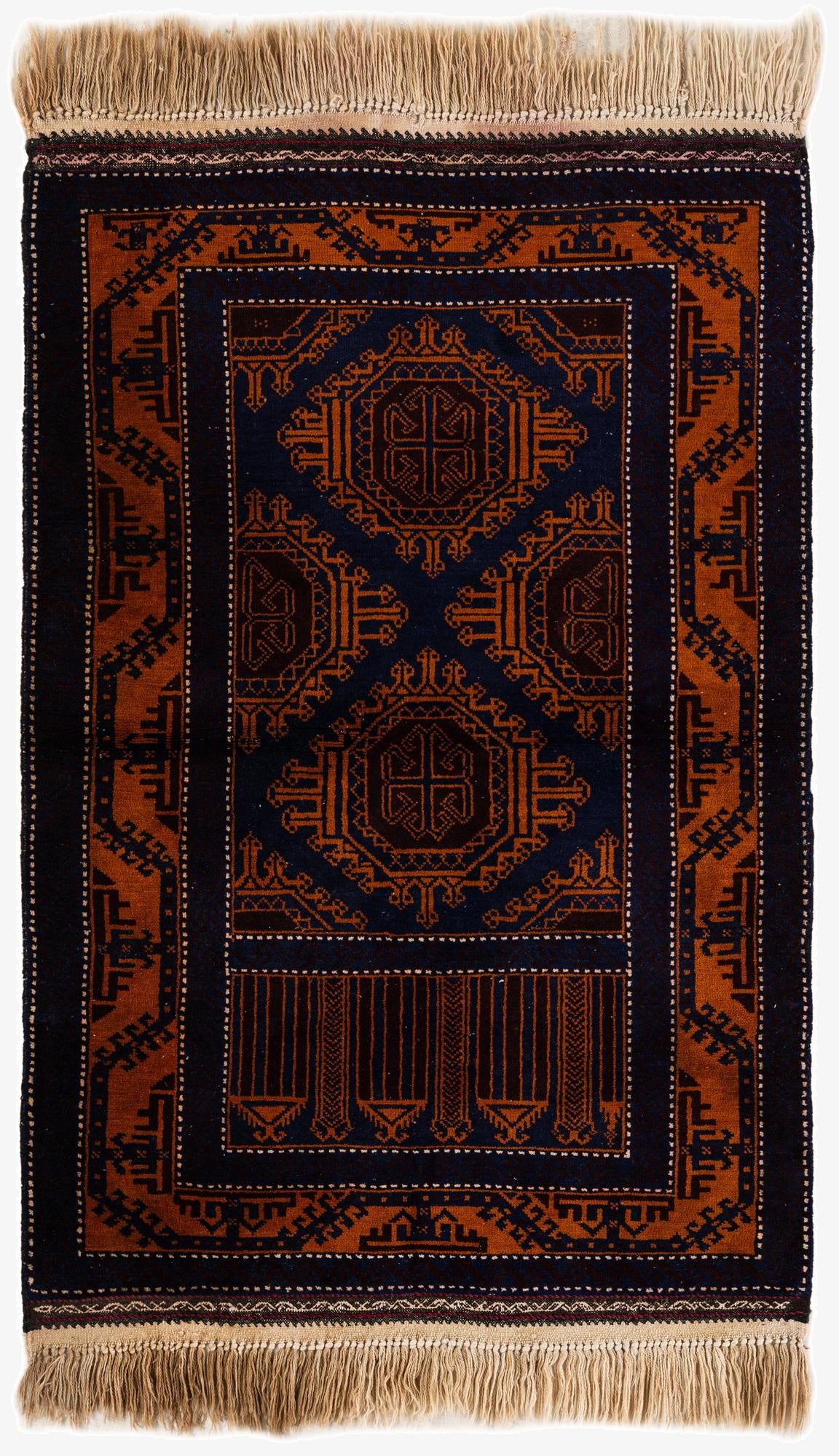 3' x 4' 9  Hand Knotted Afghan Ersari Wool Rug