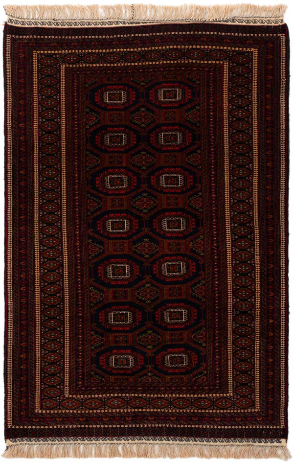 Detail image of 4' x 6' 1 Hand Knotted Afghan Mouri Oriental Wool Rug