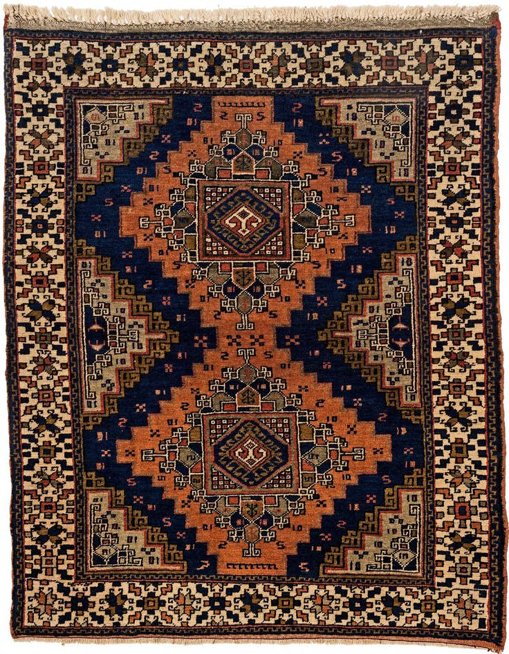 Detail image of 3' 7 x 4' 9 Hand Knotted Anatolian Wool Rug