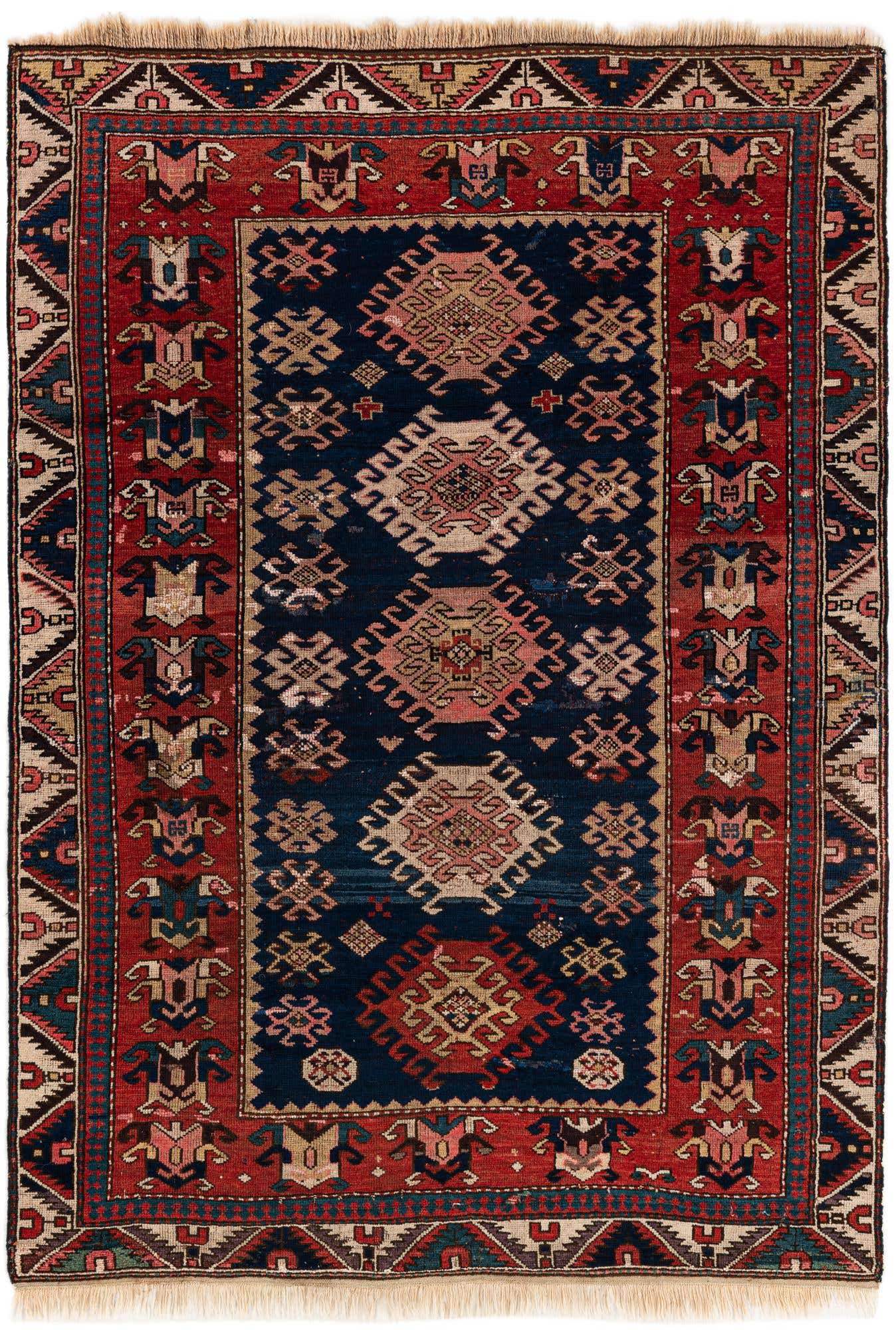 4' 1 x 5' 10 Hand Knotted Anatolian Oriental Wool Rug