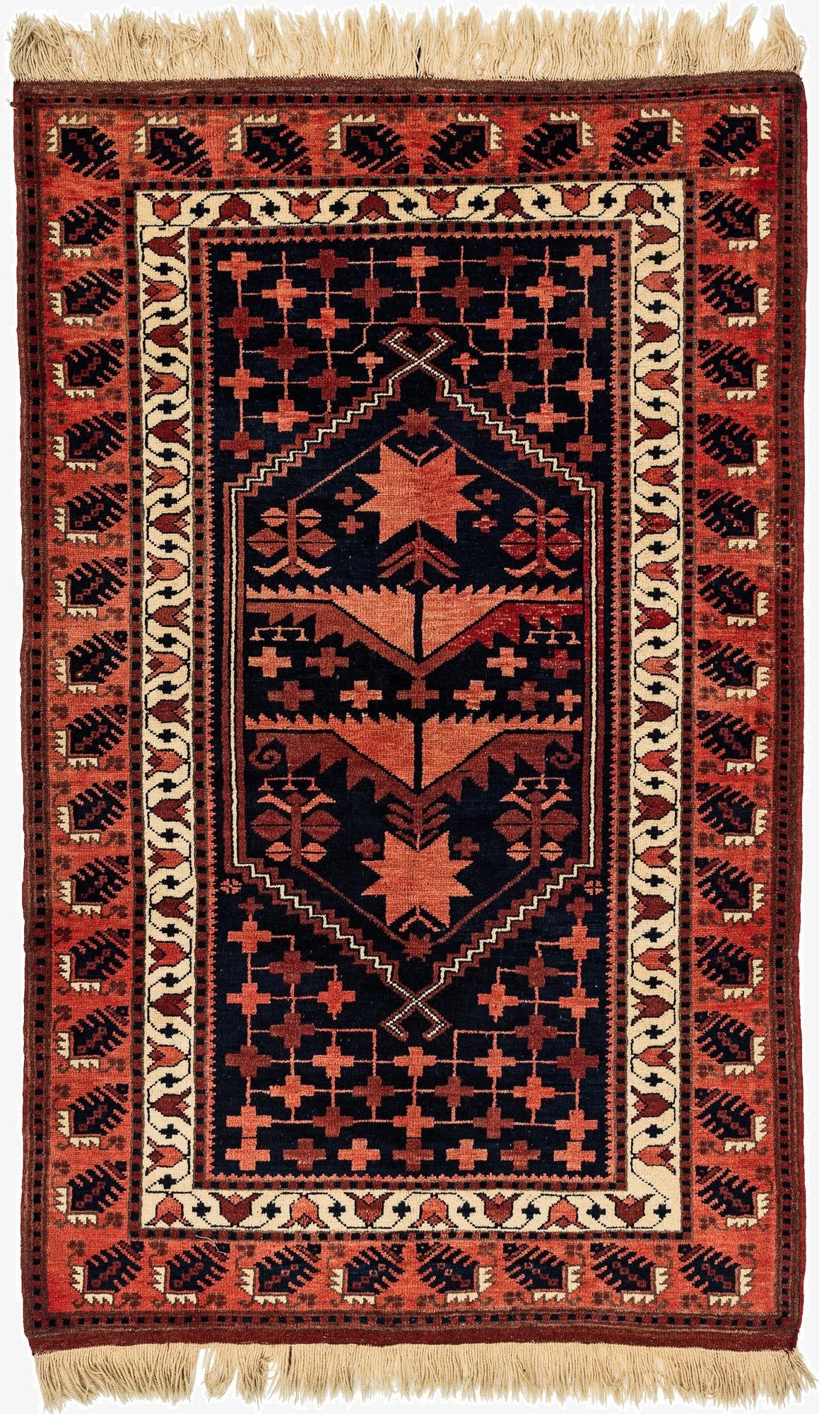 3' 8 x 6'  Hand Knotted Anatolian Oriental Wool Rug