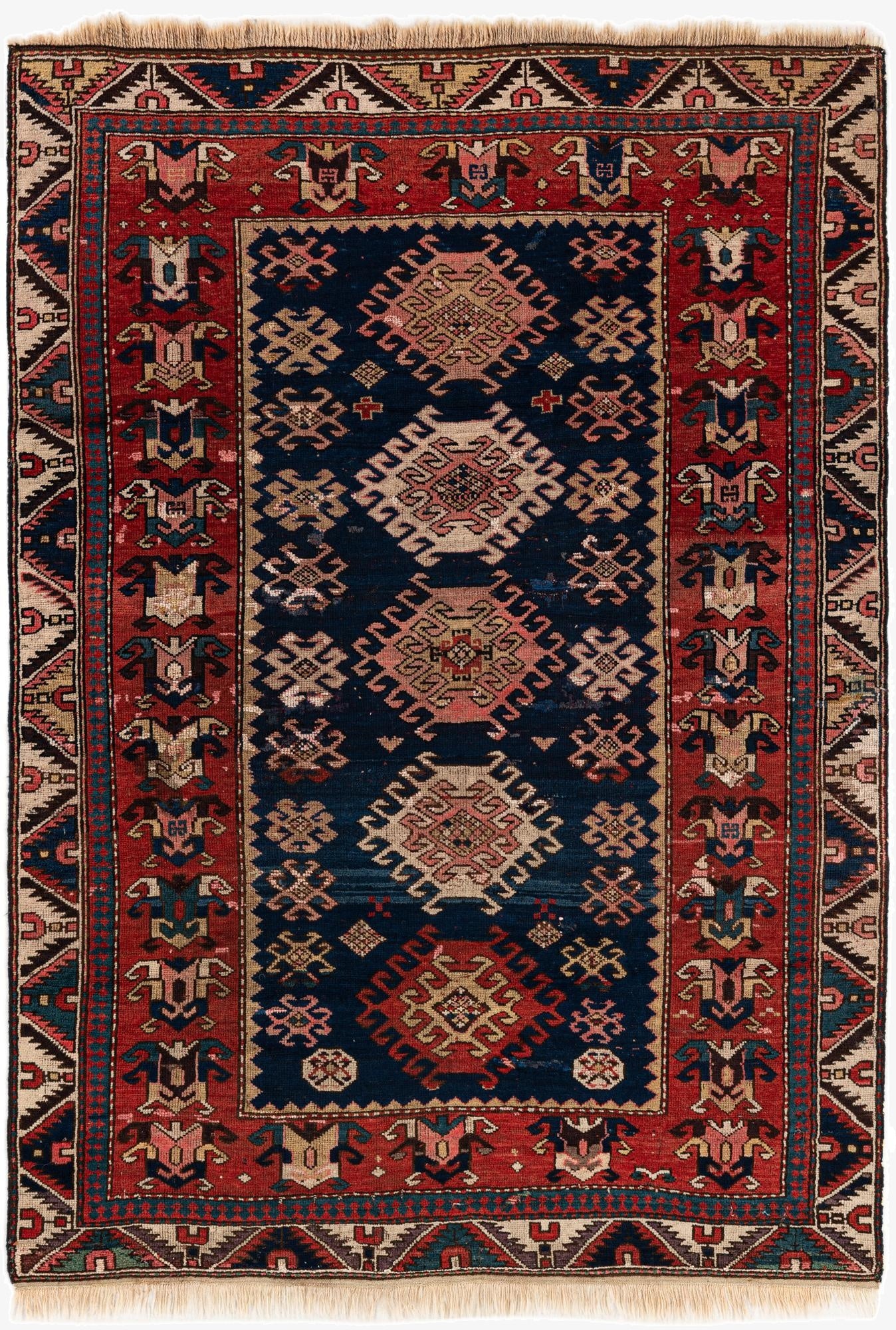 4' 1 x 5' 10  Hand Knotted Anatolian Oriental Wool Rug