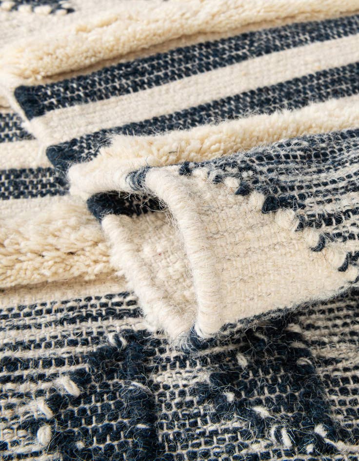 Detail image of Custom Navy Blue Hand Woven Arizona Wool Rug