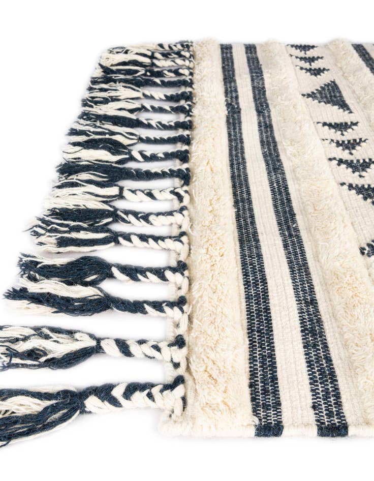 Detail image of Custom Navy Blue Hand Woven Arizona Wool Rug
