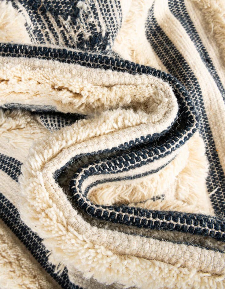 Detail image of Custom Navy Blue Hand Woven Arizona Wool Rug