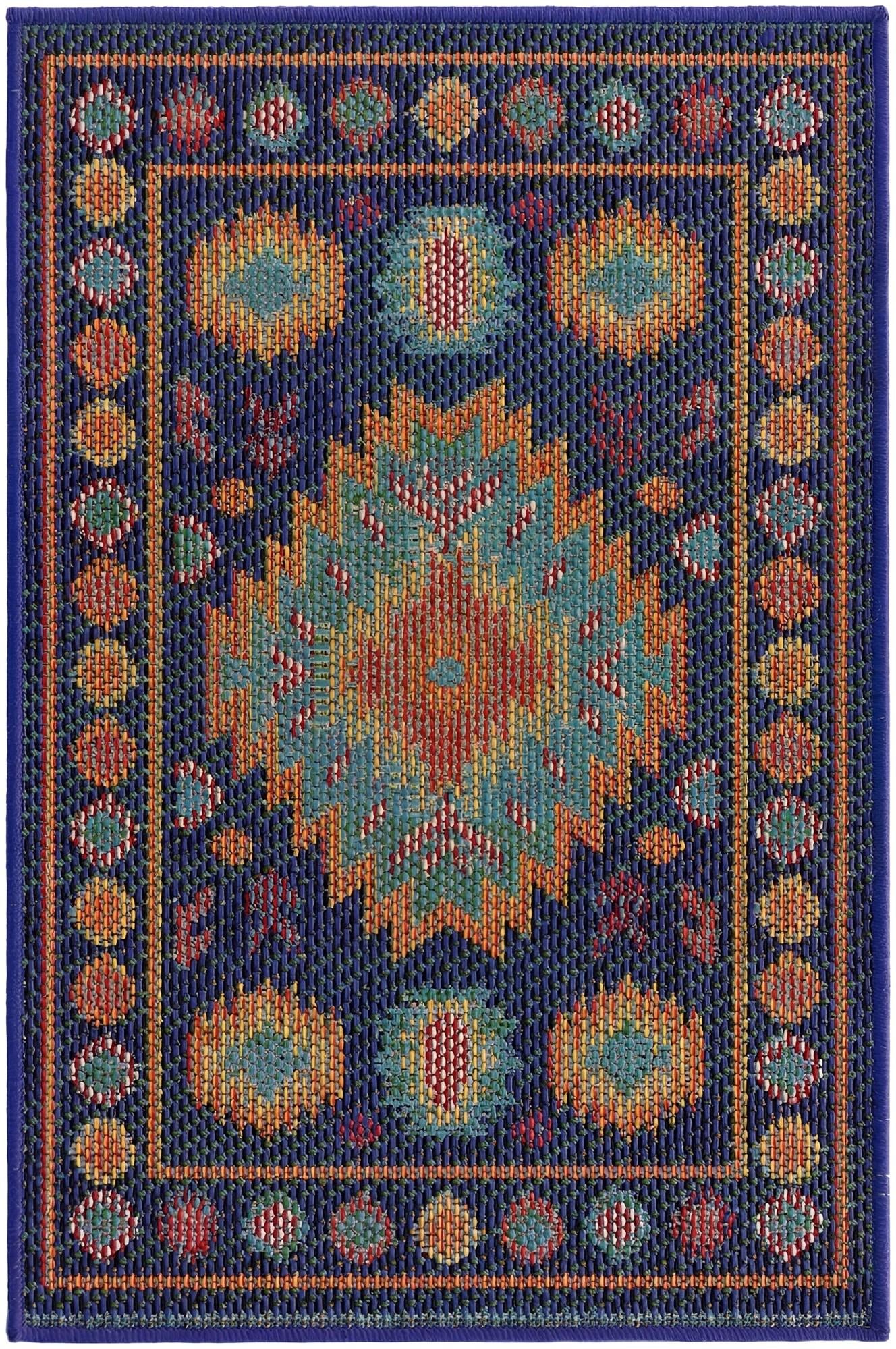 Navy Blue Easy-Clean Baja Indoor / Outdoor Rug