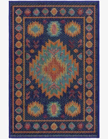 Navy Blue Easy-Clean Baja Indoor / Outdoor Rug
