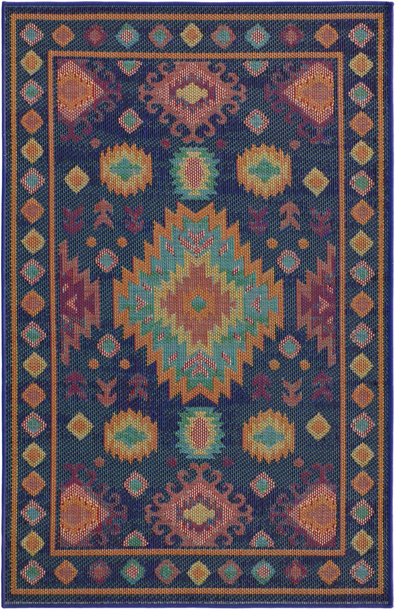 Navy Blue Easy-Clean Baja Indoor / Outdoor Rug