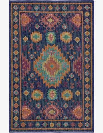 Navy Blue Easy-Clean Baja Indoor / Outdoor Rug