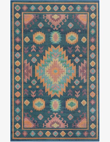 Navy Blue Easy-Clean Baja Indoor / Outdoor Rug
