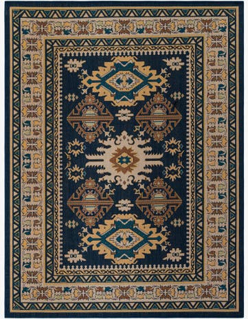 Navy Blue Easy-Clean Baja Indoor / Outdoor Rug