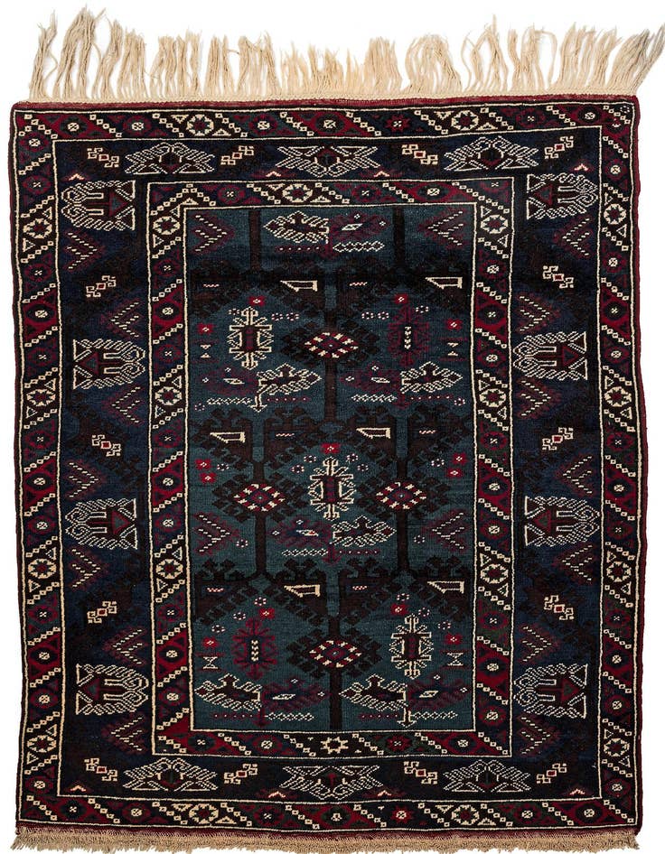 Detail image of 4' 1 x 6' 3 Hand Knotted Balouch Wool Rug