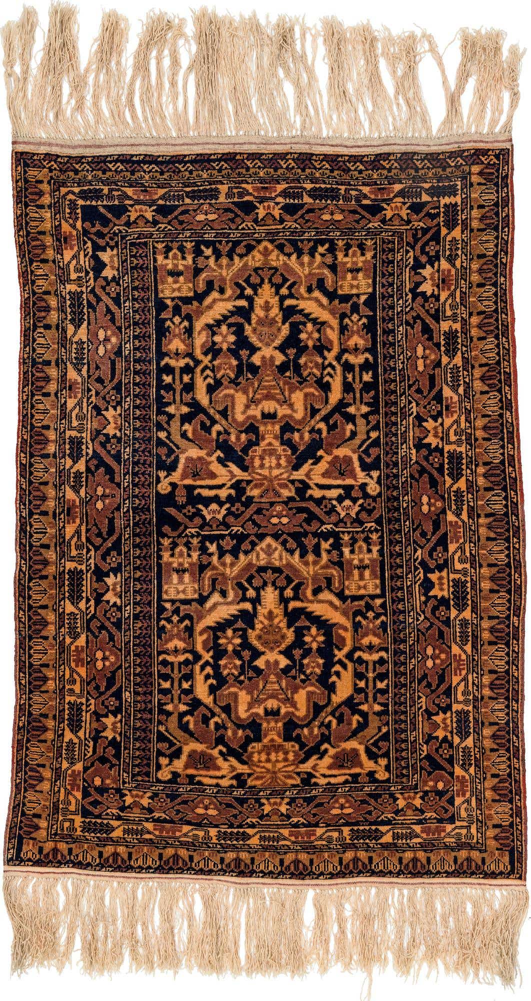 3' 2 x 4' 7 Hand Knotted Balouch Oriental Wool Rug
