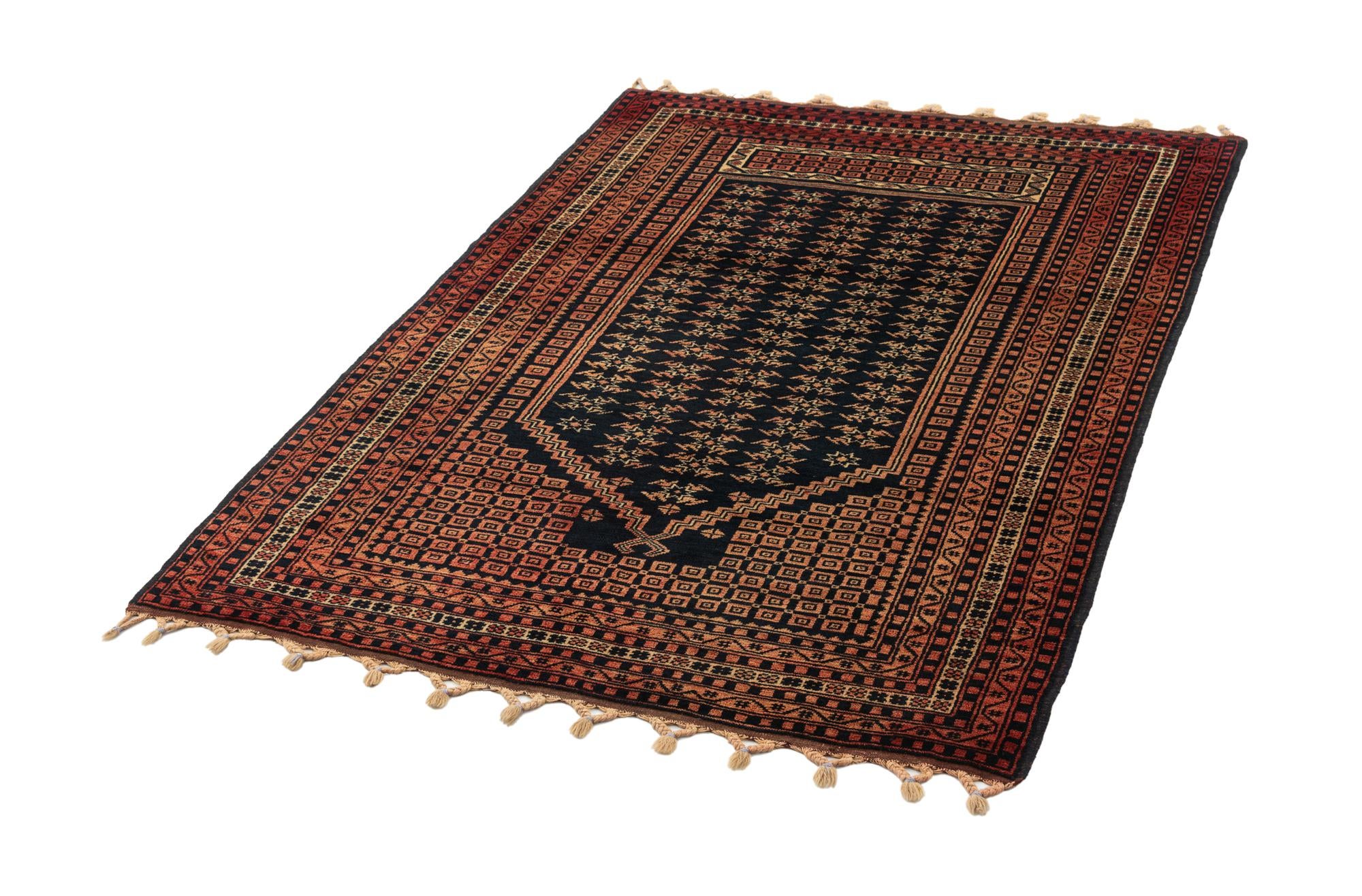 4' 2 x 5' 10 Hand Knotted Balouch Oriental Wool Rug