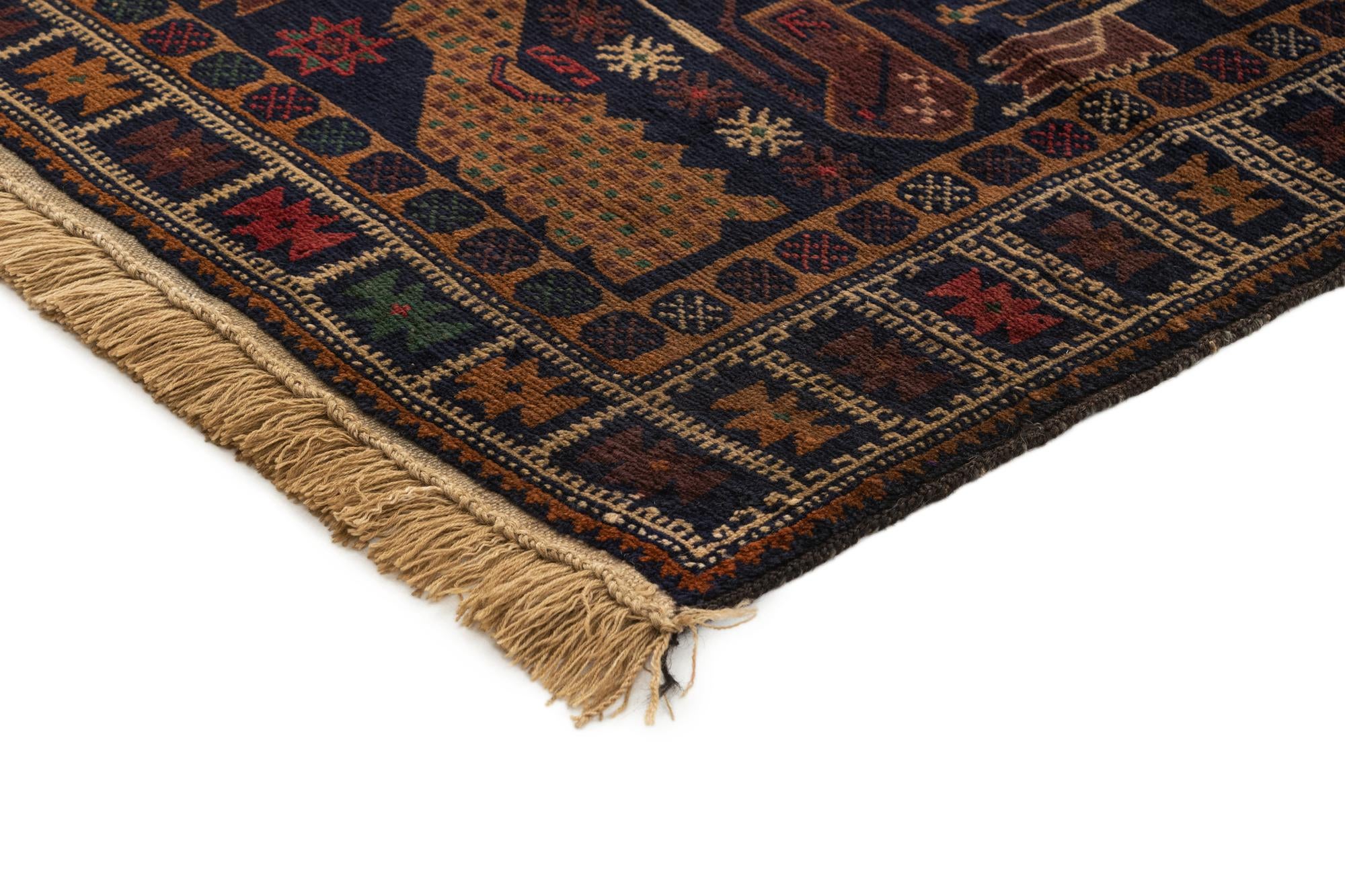 3' 4 x 6' 3 Hand Knotted Balouch Oriental Wool Rug