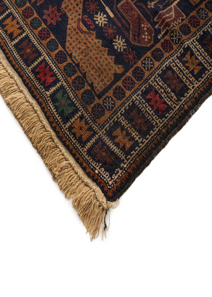 3' 4 x 6' 3 Hand Knotted Balouch Oriental Wool Rug