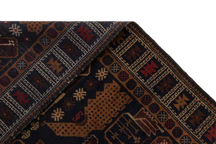 3' 4 x 6' 3 Hand Knotted Balouch Oriental Wool Rug