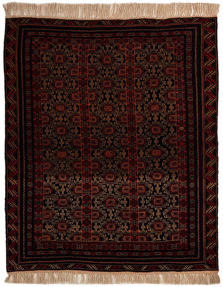 Detail image of 4' 1 x 6' 3 Hand Knotted Balouch Persian Wool Rug