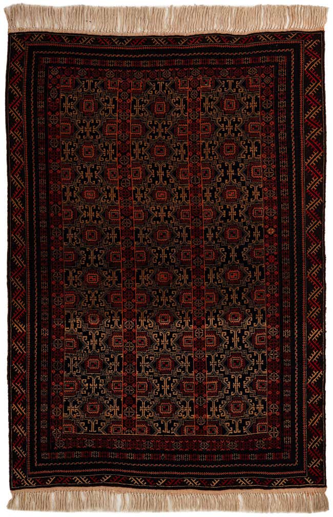 4' 1 x 6' 3 Hand Knotted Balouch Persian Wool Rug