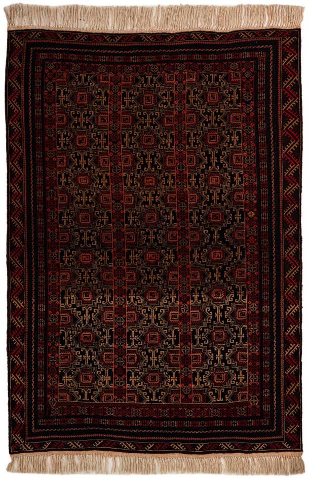 Detail image of 4' 1 x 6' 3 Hand Knotted Balouch Persian Wool Rug