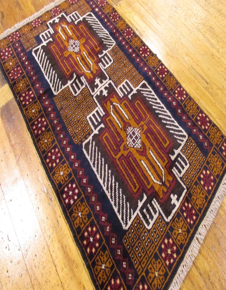 Detail image of 2' 10 x 4' 5 Hand Knotted Balouch Persian Wool Rug