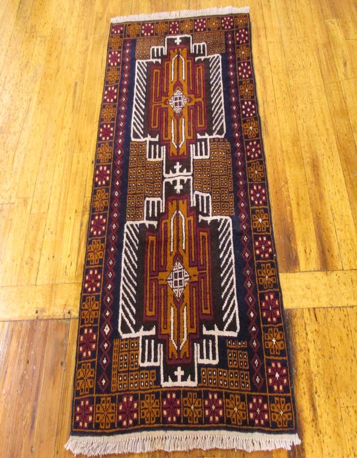 Detail image of 2' 10 x 4' 5 Hand Knotted Balouch Persian Wool Rug