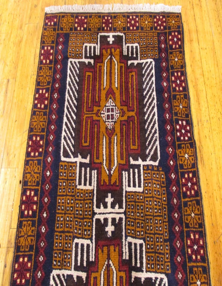 Detail image of 2' 10 x 4' 5 Hand Knotted Balouch Persian Wool Rug