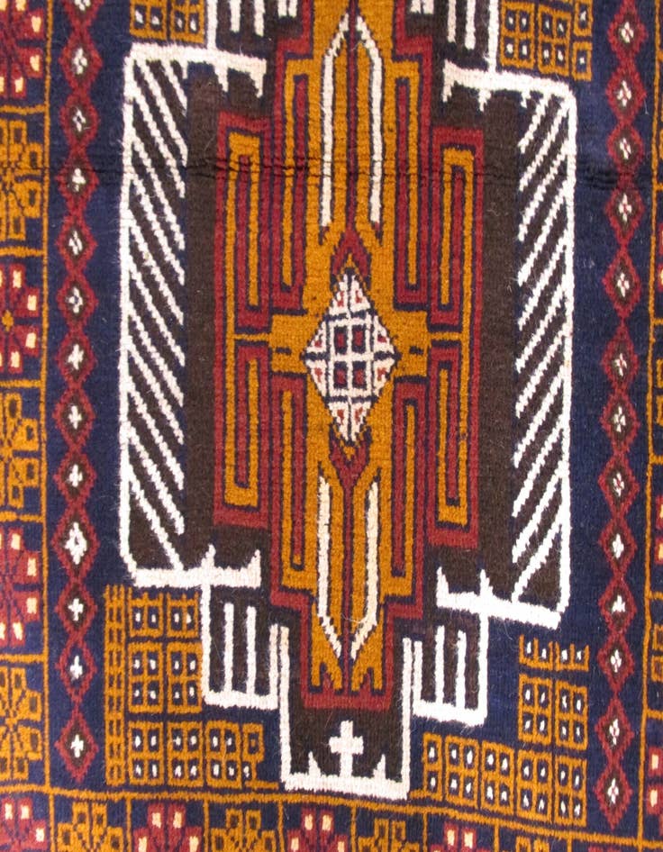 Detail image of 2' 10 x 4' 5 Hand Knotted Balouch Persian Wool Rug