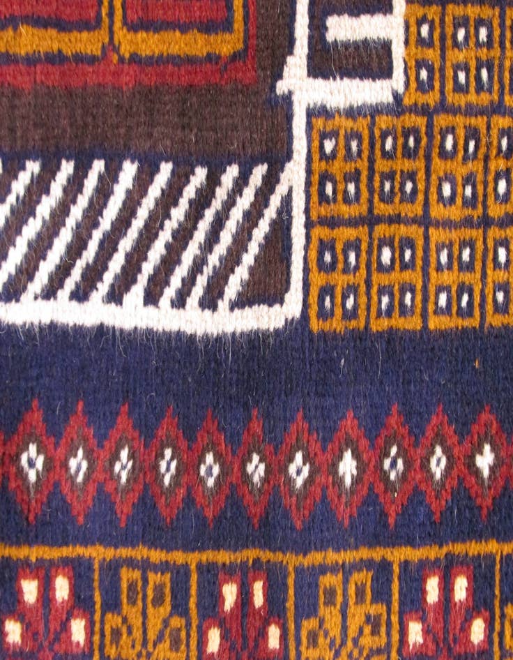 Detail image of 2' 10 x 4' 5 Hand Knotted Balouch Persian Wool Rug