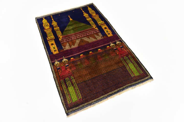 3' x 4' 6 Hand Knotted Balouch Persian Wool Rug