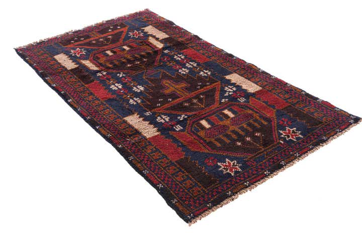 2' 9 x 4' 8 Hand Knotted Balouch Persian Wool Rug