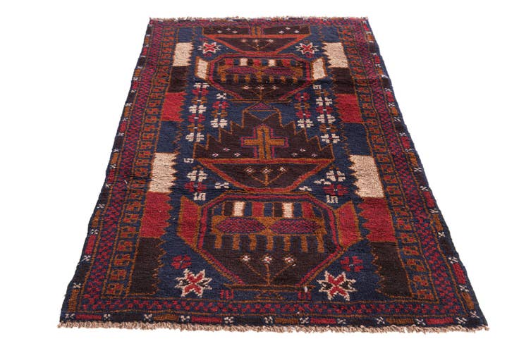 Detail image of 2' 9 x 4' 8 Hand Knotted Balouch Persian Wool Rug