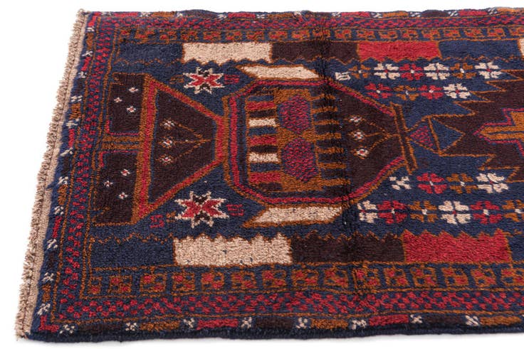 Detail image of 2' 9 x 4' 8 Hand Knotted Balouch Persian Wool Rug