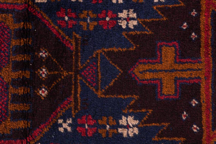 Detail image of 2' 9 x 4' 8 Hand Knotted Balouch Persian Wool Rug