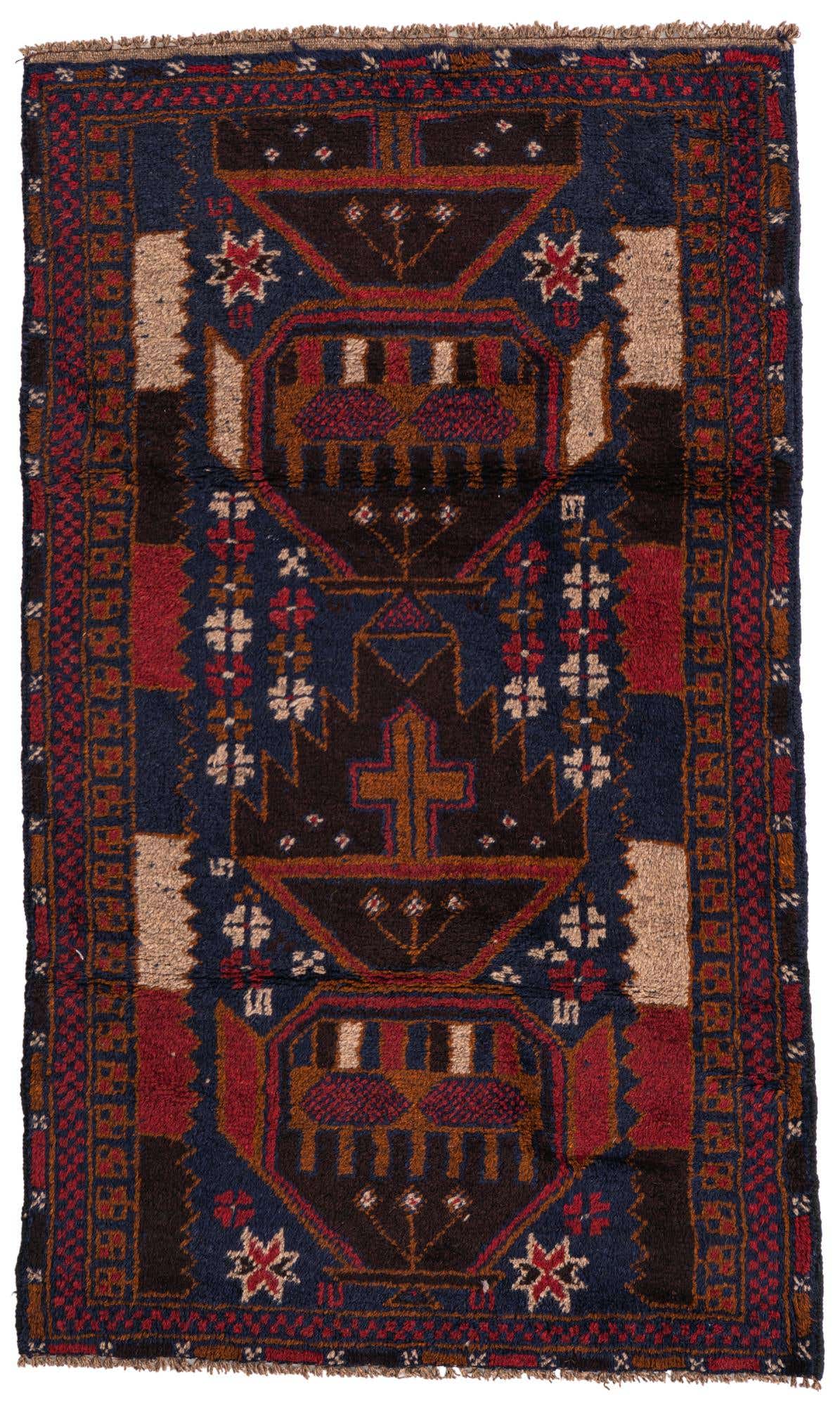 2' 9 x 4' 8 Hand Knotted Balouch Persian Wool Rug