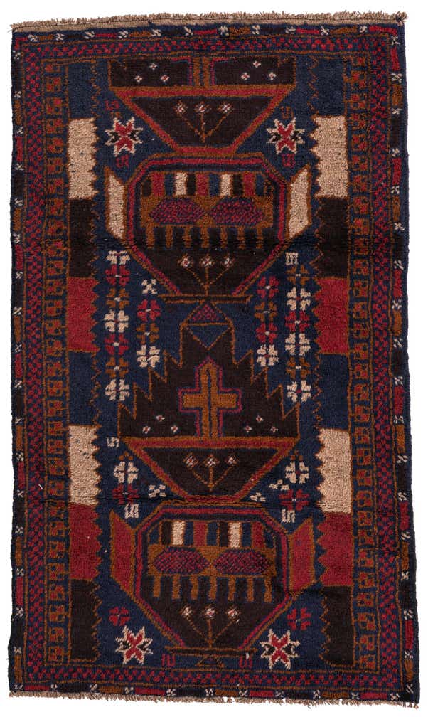 2' 9 x 4' 8 Hand Knotted Balouch Persian Wool Rug