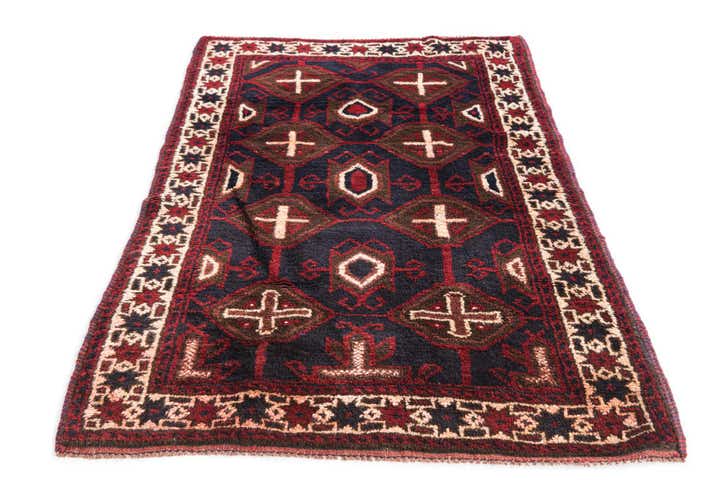 3' x 4' 6 Hand Knotted Balouch Persian Wool Rug