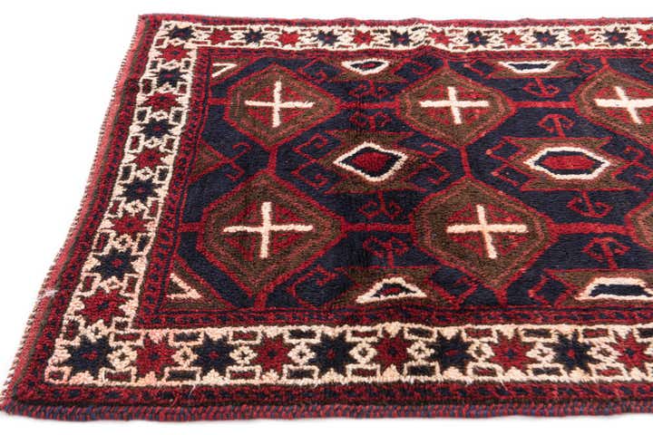 3' x 4' 6 Hand Knotted Balouch Persian Wool Rug